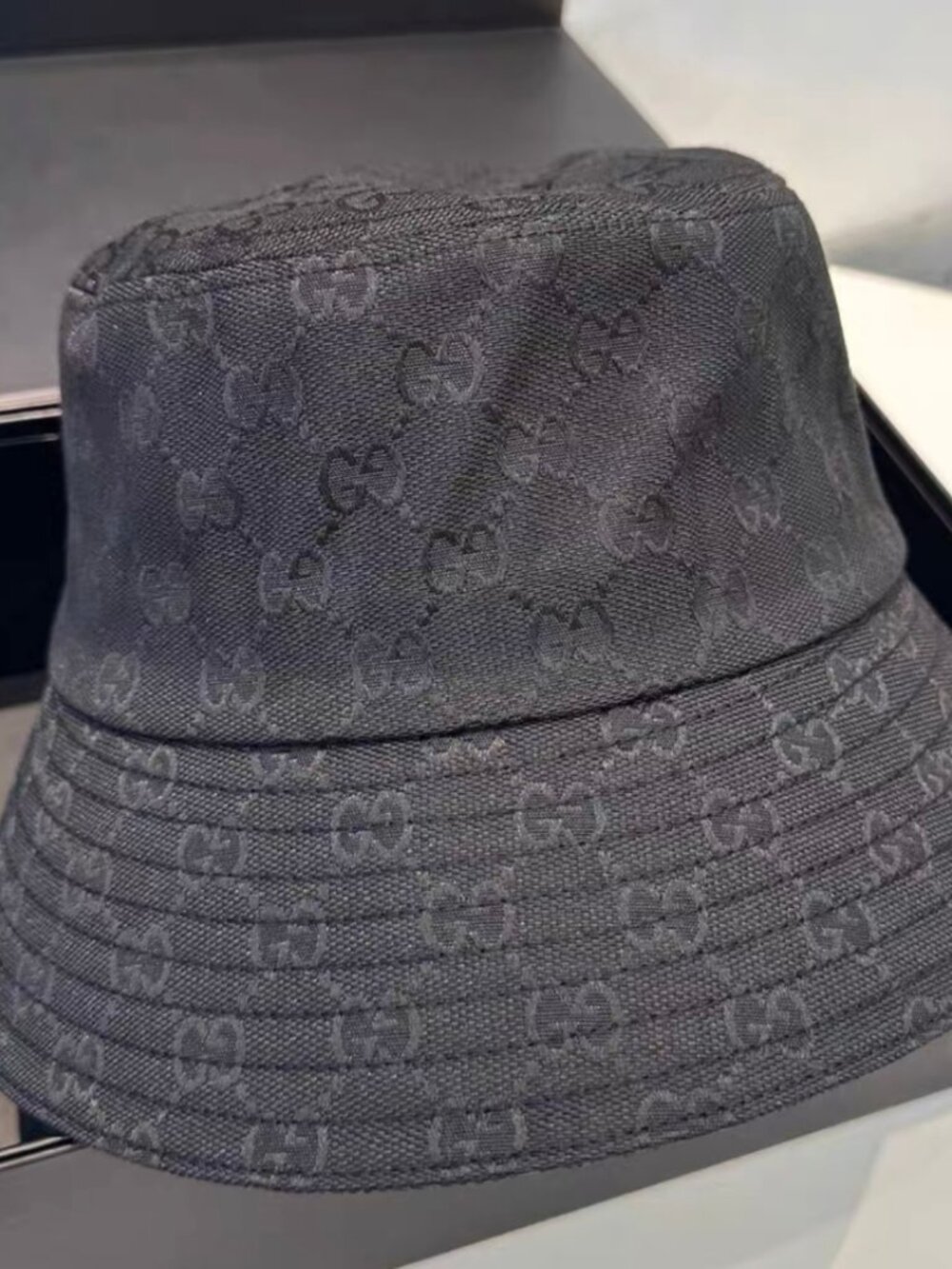 Gucci Black GG Jacquard Bucket Hat